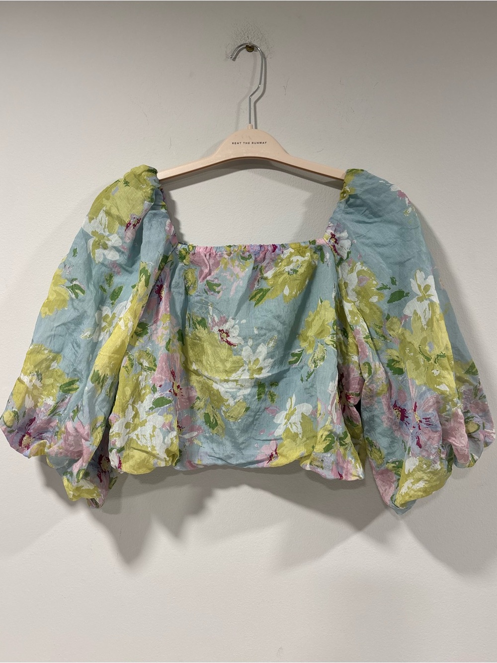 Calypso St. Barth Floral Puff Sleeve Crop Top M